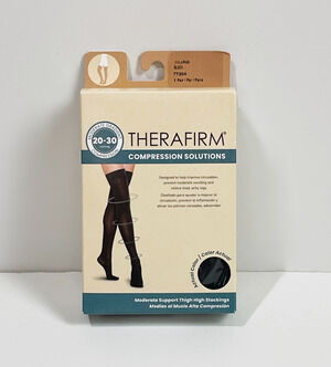 Therafirm Moderate Support Thigh High Stockings 20-30mmHg Black XXL